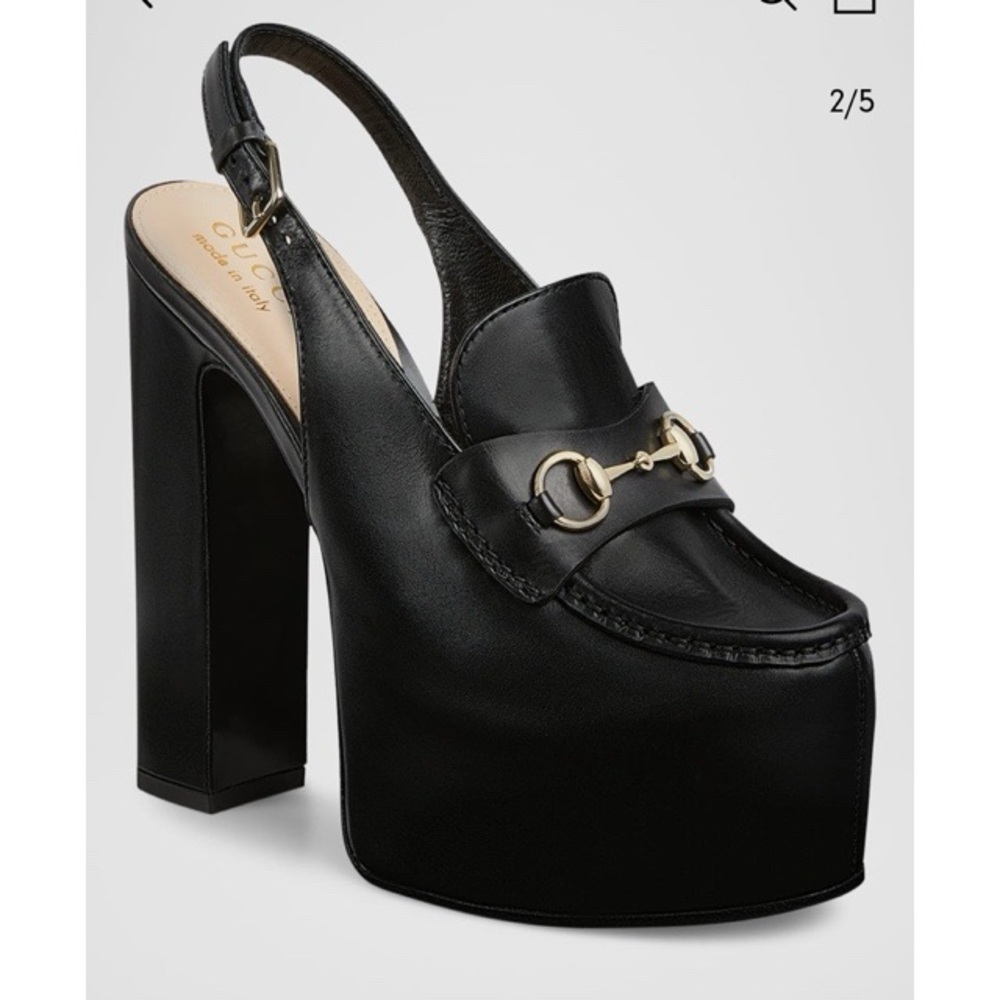 Gucci Black Platform Slingback Heels